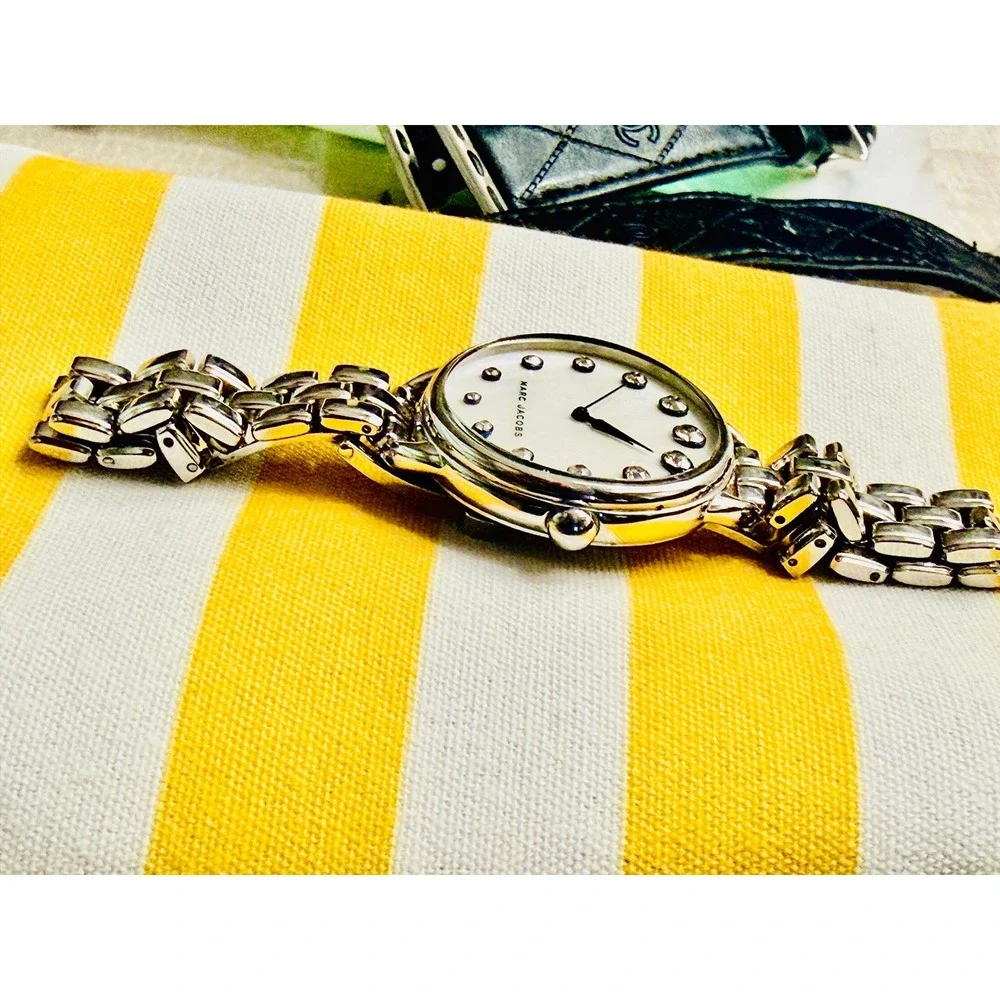 Marc Jacobs Courtney MJ3508 Mother of Pearl Crystal Stainless Steel Watch Silver